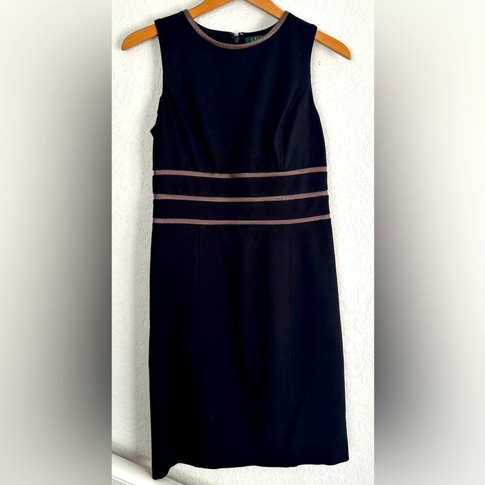 Ralph Lauren Black Dress Brown Leather Party Equestrian Old Money Classic Fall